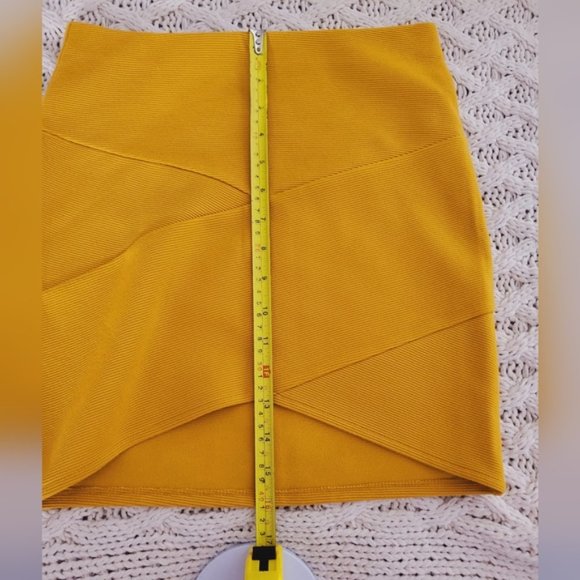 Mustard Knit Ribbed Hi-low Mini Skirt- S- NWOT - Picture 11 of 12